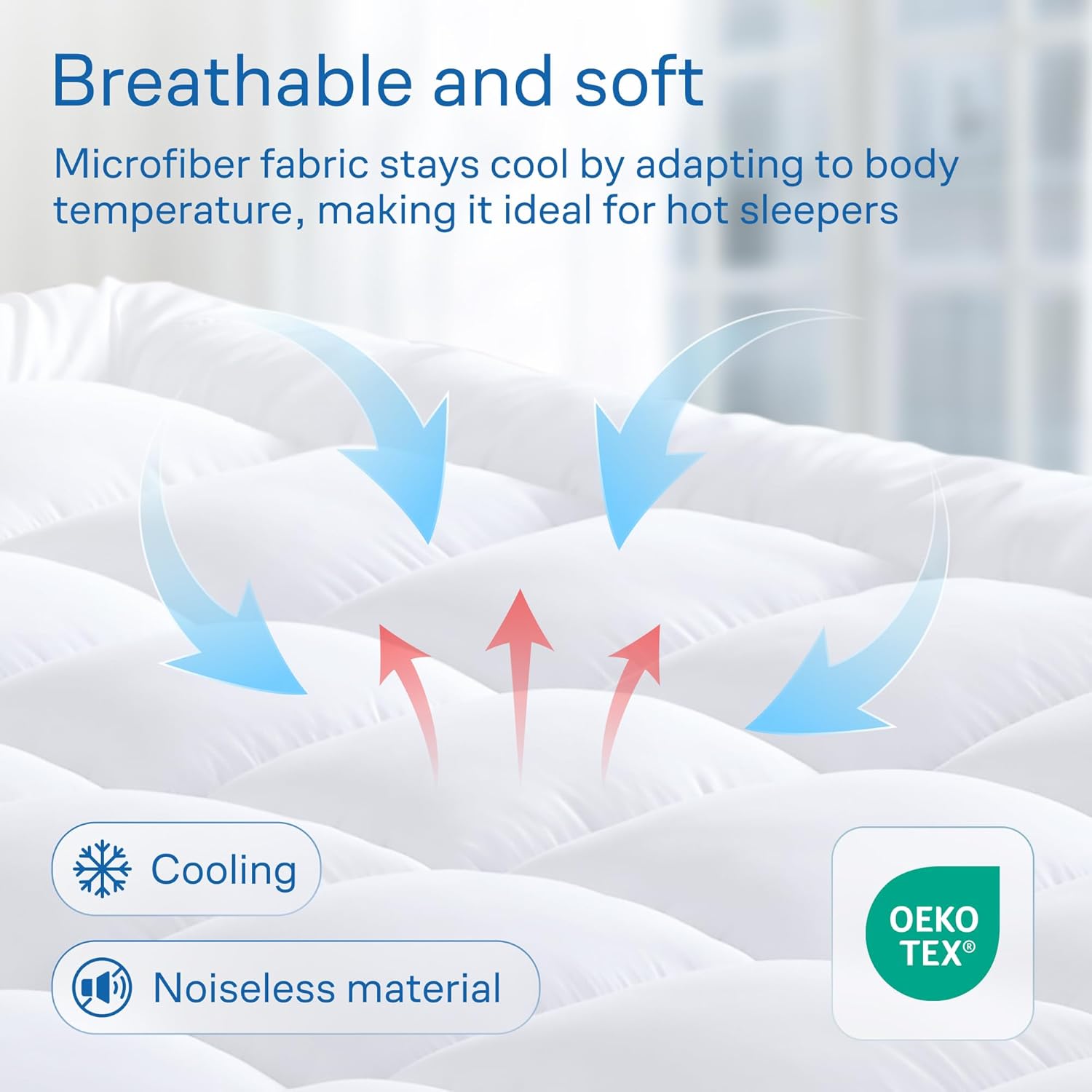 Mattress Topper Twin - Cooling Breathable Pillow Top Mattress Pad for Back Pain Relief - Deep Pocket Topper Fits 8-20 Inches Mattress